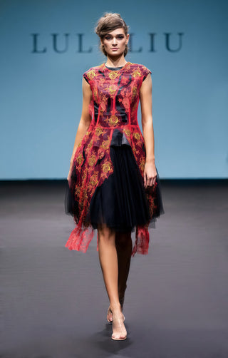 Couture Embroidered Tulle Overlay Dress