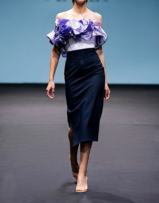 Couture Off-Shoulder Organza Ruffle Dress