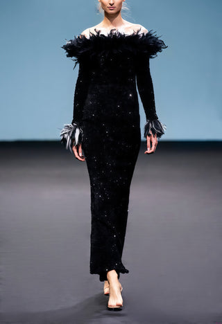 Couture Midnight Plume Gown