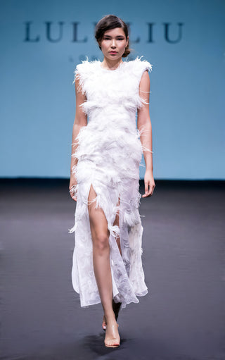 Couture White Feather Dress
