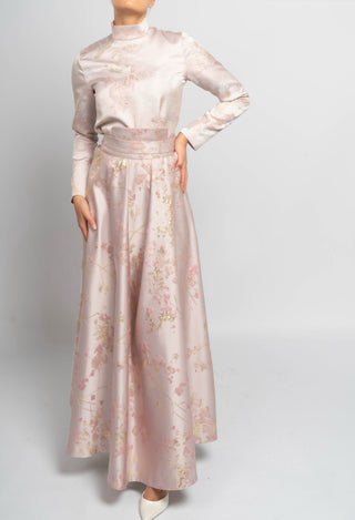 Blush Embroidered Jacquard Skirt