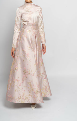 Blush Embroidered Jacquard Skirt