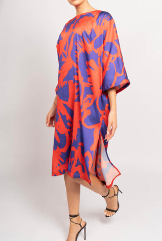 Abstract Print Batwing Dress