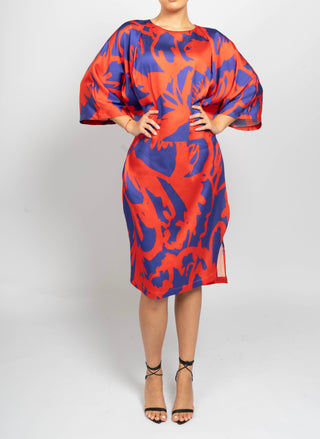 Abstract Print Batwing Dress