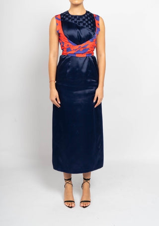 2-in-1 Satin Dress with Wrap Top