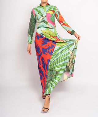 Tropical Print Maxi Skirt