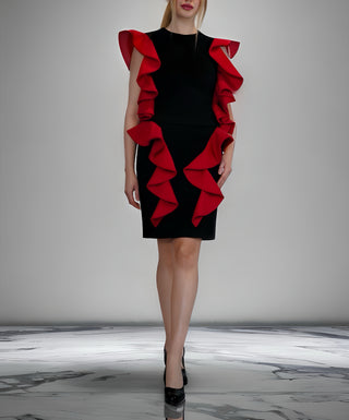 Bold Elegance Ruffle Dress