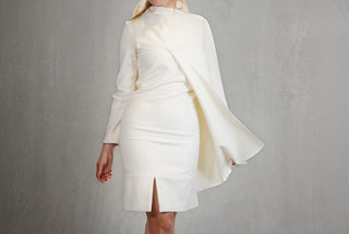 Ivory Architect Draped Blazer Dress