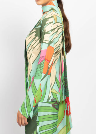 Tropical Print Satin Shirt