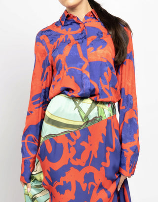 Vibrant Fusion Mixed-Print Top