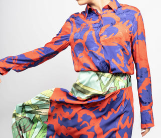 Vibrant Fusion Mixed-Print Top