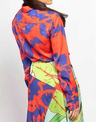 Vibrant Fusion Mixed-Print Top
